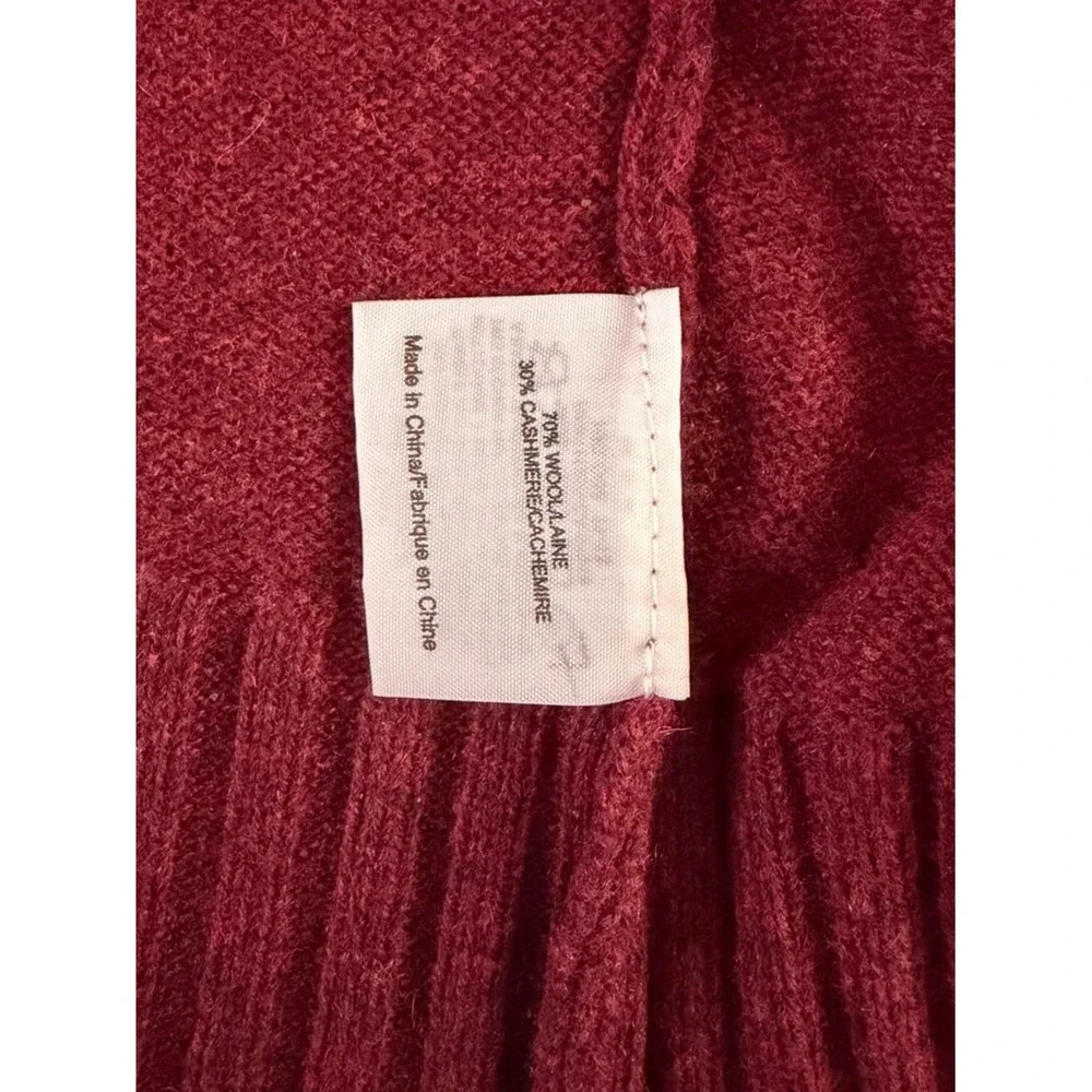 Tory Burch Audra Mock Neck Wool‎ Cashmere Red Purple Henley Sweater